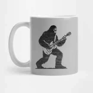 Sasquatch Bigfoot Rock On Guitar Legend Believer Retro Grunge Distress Mug